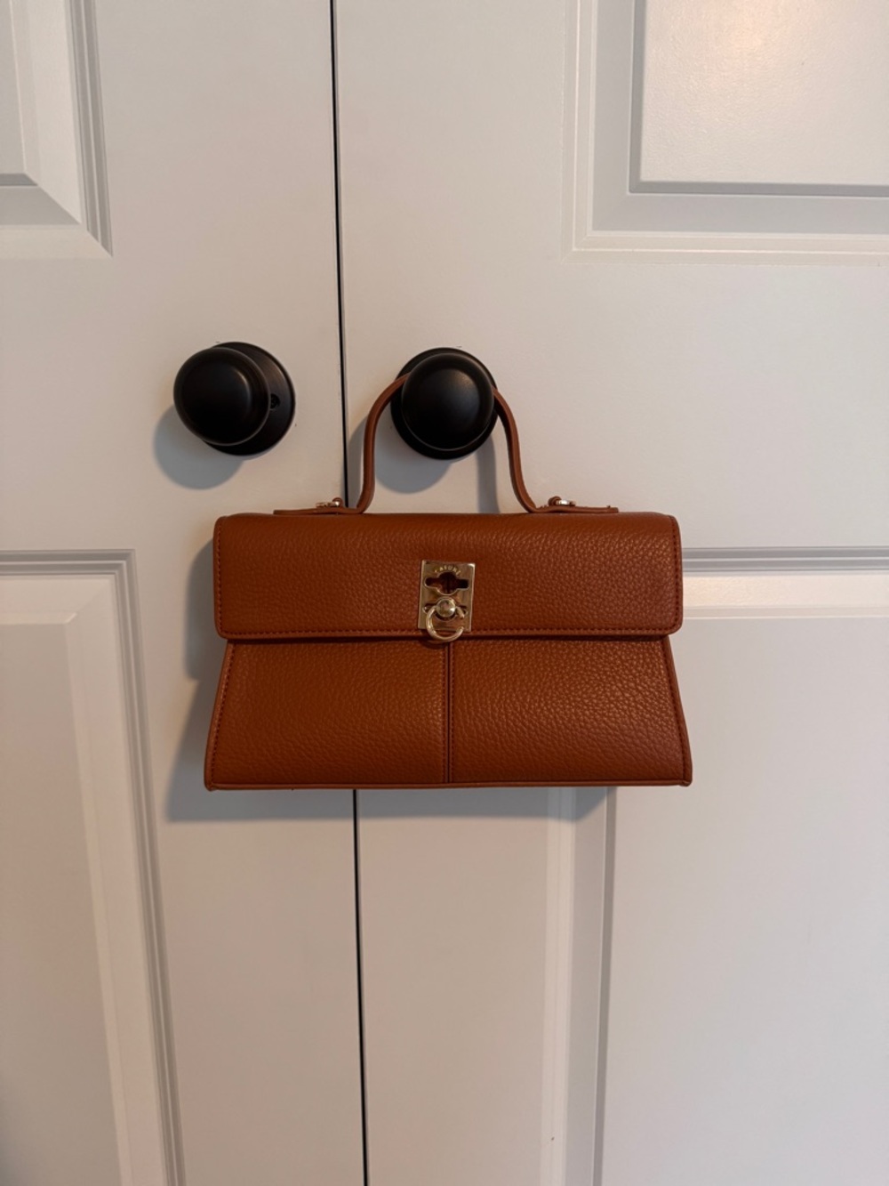 Structured Top-Handle Tote in Cognac Brown